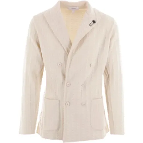 Ivory Double-Breasted Cotton Knit Jacket , male, Sizes: M, L, S, XL - Lardini - Modalova
