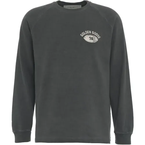 Grauer Sweatshirt Aw24 Modell 190cm , Herren, Größe: M - Golden Goose - Modalova