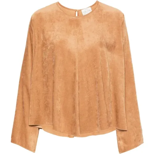 Caramel Corduroy Top with Keyhole Detail , female, Sizes: S, L, M - Forte Forte - Modalova