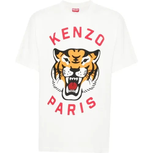 Lucky Tiger T-shirt Cotton Crew Neck , male, Sizes: M, S, XL, 2XL - Kenzo - Modalova