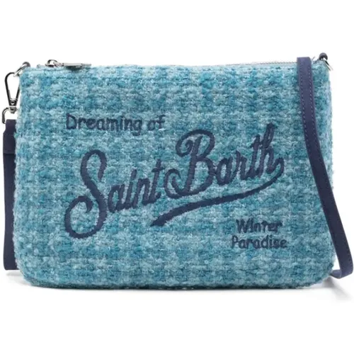 Tweed Shoulder Bag with Embroidered Logos , female, Sizes: ONE SIZE - MC2 Saint Barth - Modalova