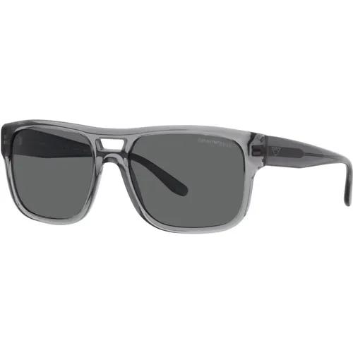 Transparent Grey Sunglasses EA 4197 , male, Sizes: 57 MM - Emporio Armani - Modalova