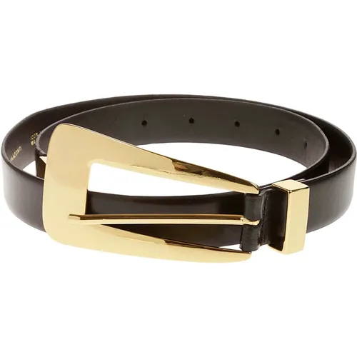 Leather Belt with Gold Detail , female, Sizes: 90 CM, 85 CM, 80 CM, 75 CM - Liviana Conti - Modalova
