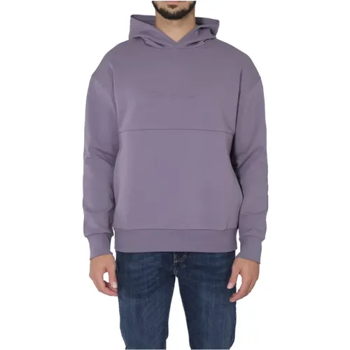 Men Cotton Sweatshirt with Hood and Central Logo , male, Sizes: L, XL, M - Calvin Klein - Modalova