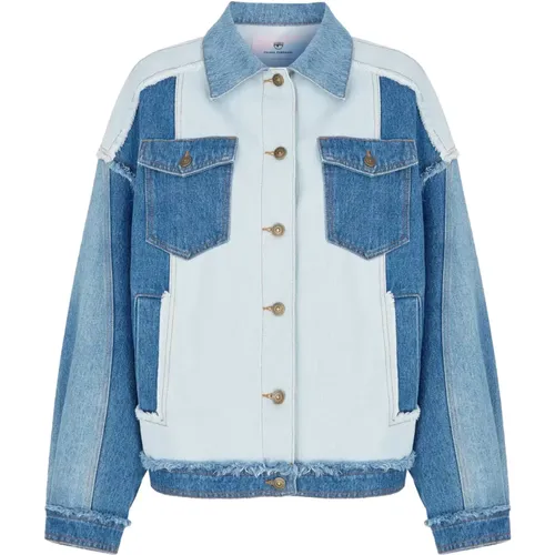 Denim Patchwork Frayed Jacke , Damen, Größe: M - Chiara Ferragni Collection - Modalova