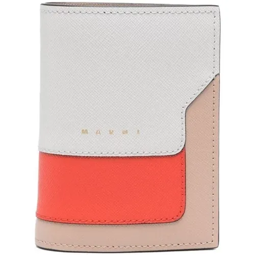 Embossed-Logo Bi-Fold Wallet with Colour-Block Design , female, Sizes: ONE SIZE - Marni - Modalova