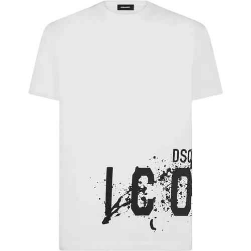 Icon Print Weißes T-shirt , Herren, Größe: XL - Dsquared2 - Modalova
