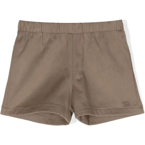 Braune Baumwoll-Bermuda-Shorts mit Logodruck - Douuod Woman - Modalova