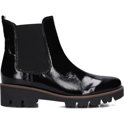 Schwarze Leder Chelsea Boots , Damen, Größe: 43 EU - Gabor - Modalova