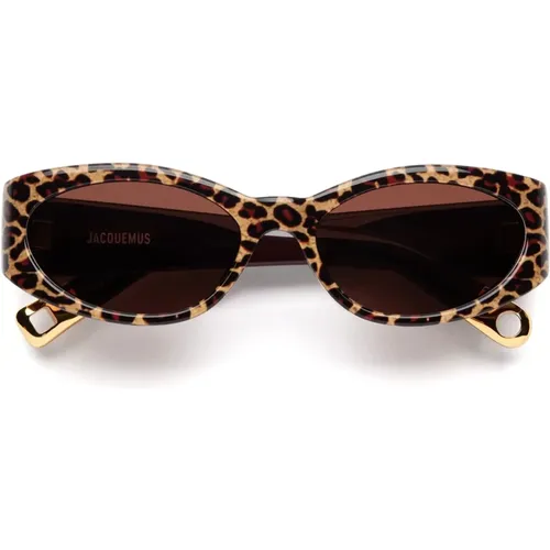 Leopard Oval Sonnenbrille , Damen, Größe: ONE Size - Jacquemus - Modalova