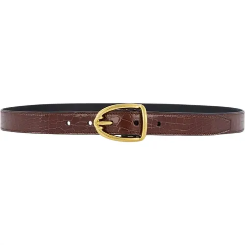 Crackled Leather Angled Buckle Belt , male, Sizes: 105 CM, 90 CM, 95 CM, 85 CM, 100 CM - Tom Ford - Modalova