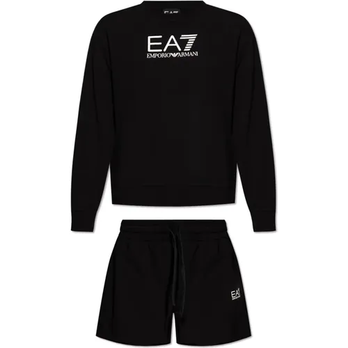 Sweatshirt & Shorts Set , Damen, Größe: L - Emporio Armani EA7 - Modalova