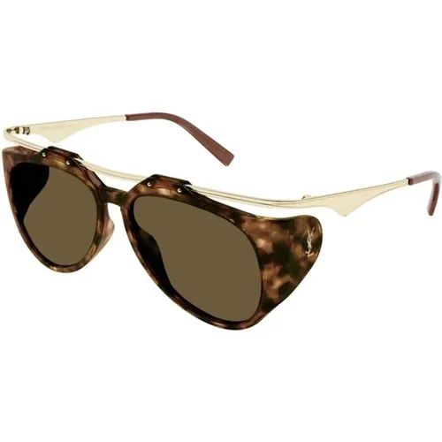 Amelia Havana Sunglasses , female, Sizes: L - Saint Laurent - Modalova