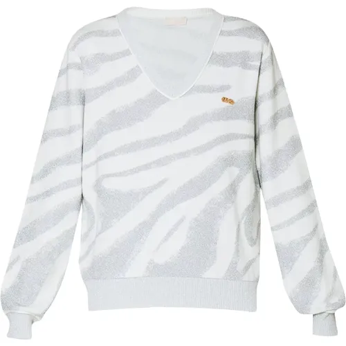 Animal Print V-Ausschnitt Pullover , Damen, Größe: S - Liu Jo - Modalova