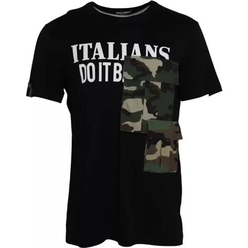 Camouflage Cotton T-Shirt , male, Sizes: 2XL - Dolce & Gabbana - Modalova