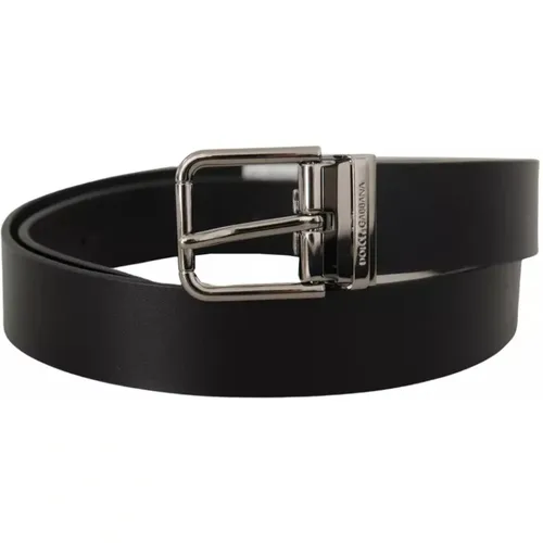 Leather Belt with Engraved Logo and Metal Buckle , unisex, Sizes: 85 CM - Dolce & Gabbana - Modalova