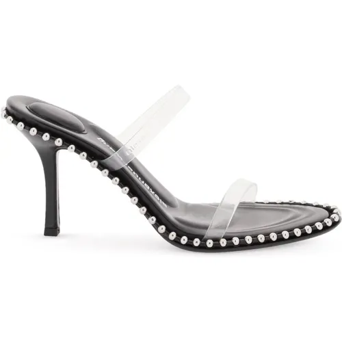 Leather Mules with PVC Straps and Studs , female, Sizes: 3 UK - alexander wang - Modalova