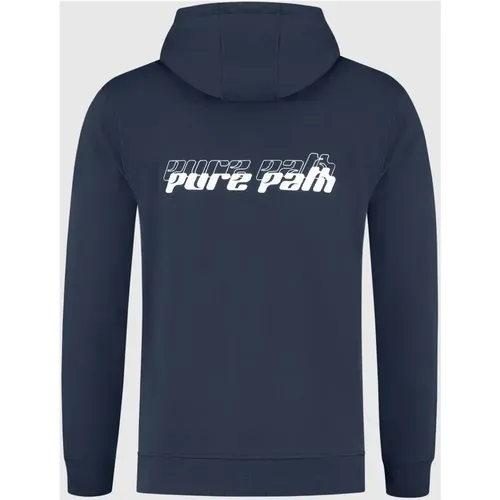 Dimensional Script Hoodie Herren Dunkelblau , Herren, Größe: S - Pure Path - Modalova