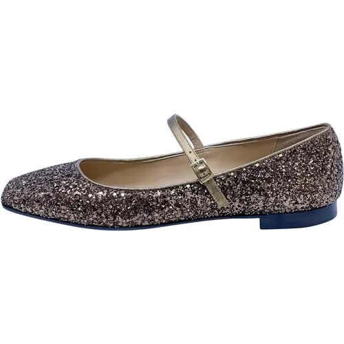 Glitzer Ballerina Schuh mit Ledersohle , Damen, Größe: 38 EU - Prosperine - Modalova