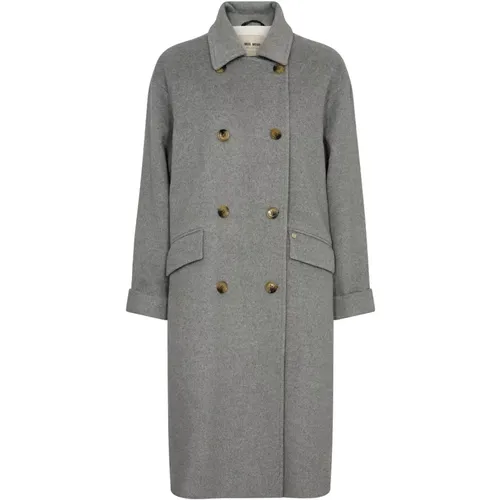 Grey Melange Wool Coat Jacket , female, Sizes: XS, S, L, M, XL - MOS MOSH - Modalova