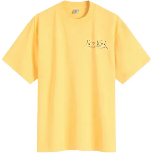 Faded Gold Navy T-Shirt , Herren, Größe: XS - Sporty & Rich - Modalova