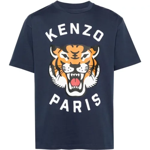 Tiger Print T-shirts and Polos , male, Sizes: L, S, XS - Kenzo - Modalova