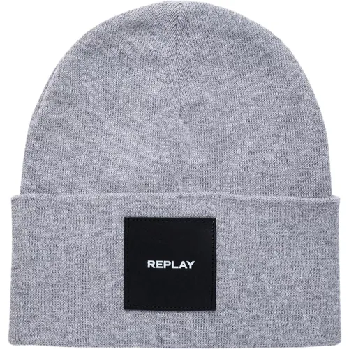 Knit Beanie Cap in Grey , unisex, Sizes: ONE SIZE - Replay - Modalova