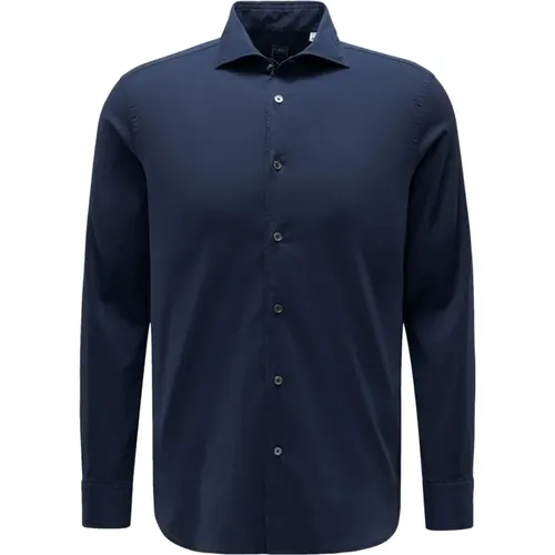 Stretch Cotton Voile Shirt Navy , male, Sizes: 2XL, M, L, 3XL - Fedeli - Modalova