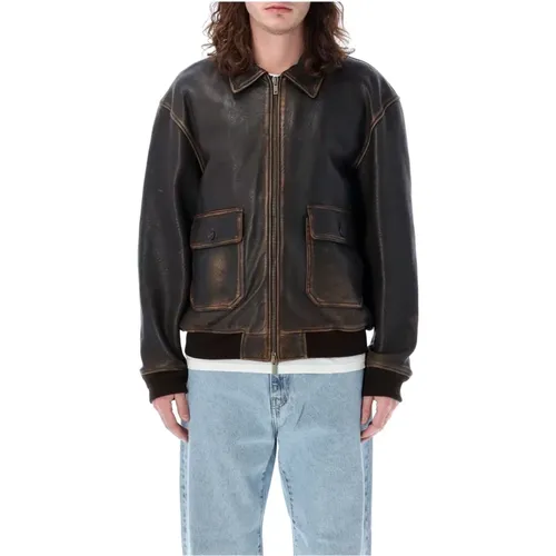 Bomber Leather Jacket , male, Sizes: M, L, XL - Golden Goose - Modalova