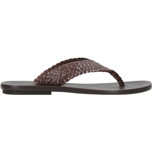 Braune Leder Flip Flops für Männer , Herren, Größe: 40 EU - Tagliatore - Modalova