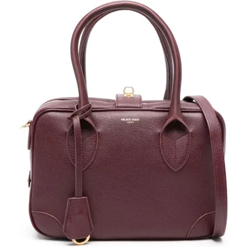 Burgundy Leather Handbag with Gold Hardware , female, Sizes: ONE SIZE - Golden Goose - Modalova