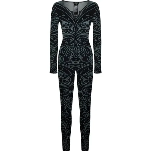 Grey Paisley Catsuit Overall Dress , female, Sizes: S, M - Wolford - Modalova