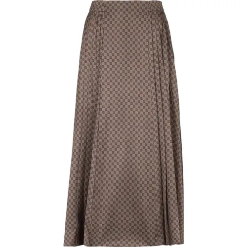 Mini monogram pleated midi skirt , female, Sizes: XS, S, L, M - Balmain - Modalova