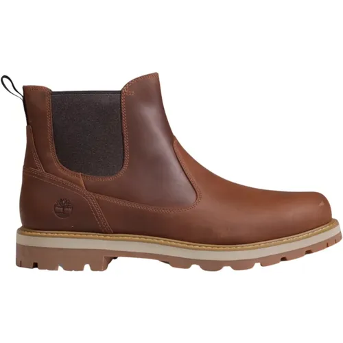 Braune Leder Gummisohle Herrenstiefel , Herren, Größe: 41 1/2 EU - Timberland - Modalova