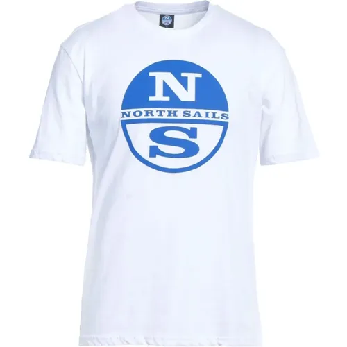 Weiße Baumwoll Logo Print T-shirt , Herren, Größe: S - North Sails - Modalova