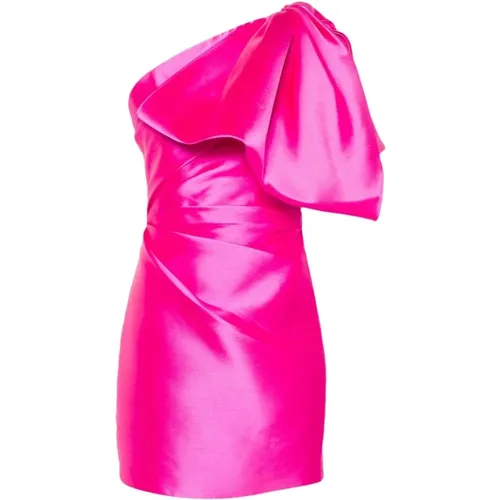 Fuchsia Asymmetric Bow Dress , female, Sizes: S, XS, M - Solace London - Modalova