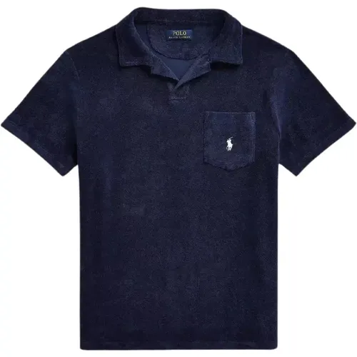 Marineblaues Polo-Shirt mit Frotte-Logo , Herren, Größe: 2XL - Ralph Lauren - Modalova
