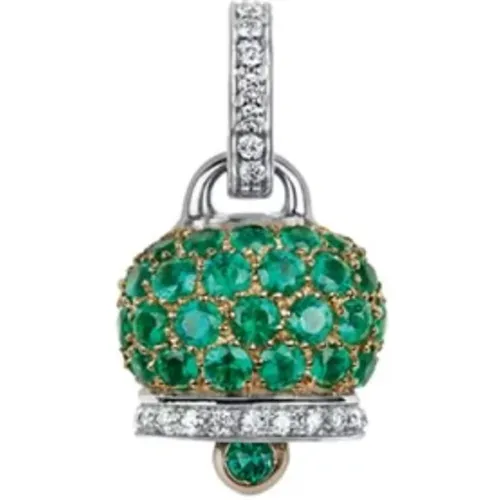 Bell Pendant in Yellow and White Gold with Diamonds and Emeralds , female, Sizes: ONE SIZE - Chantecler - Modalova