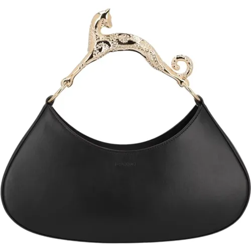 Leather Large Hobo Bag with Cat Handle , female, Sizes: ONE SIZE - Lanvin - Modalova