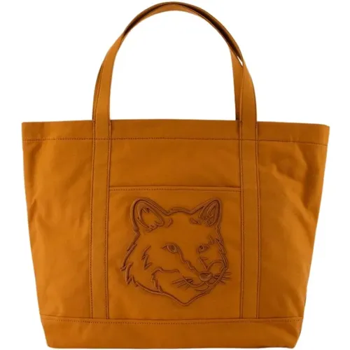 Große Shopper-Tasche - Baumwolle - Braun - Maison Kitsuné - Modalova