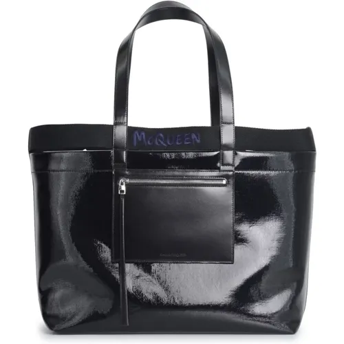 Shiny Coated Canvas Shopper Bag , unisex, Sizes: ONE SIZE - alexander mcqueen - Modalova