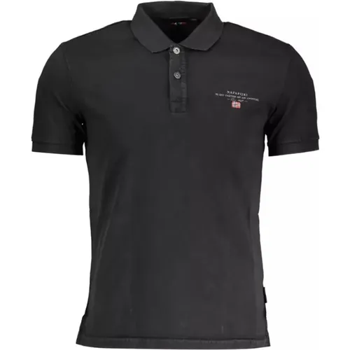 Schwarzes Baumwoll-Polo-Shirt mit Kurzen Ärmeln , Herren, Größe: XL - Napapijri - Modalova