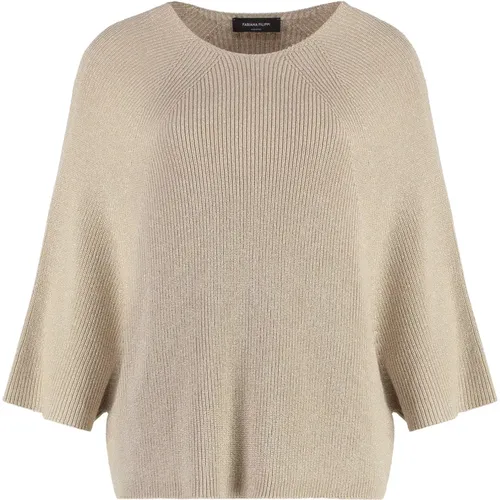 Cotton blend crew-neck sweater , female, Sizes: M, XS - Fabiana Filippi - Modalova