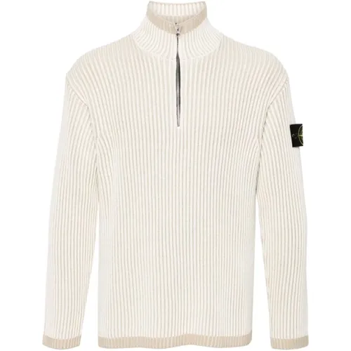 Ribbed Knit Vanisé Wool Jacket , male, Sizes: S, L - Stone Island - Modalova