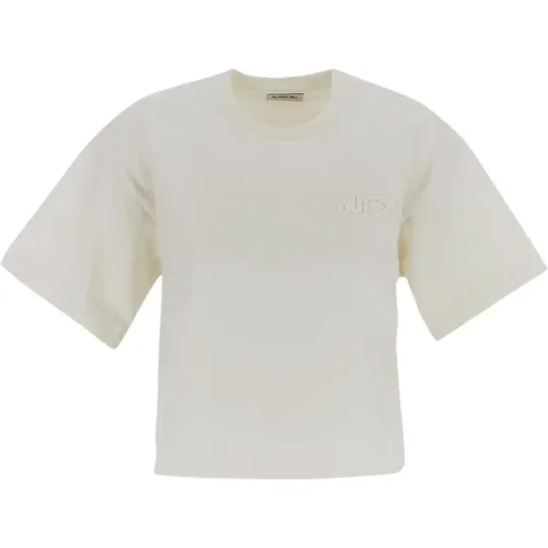 Gekürztes Baumwoll-T-Shirt , Damen, Größe: XS - Autry - Modalova
