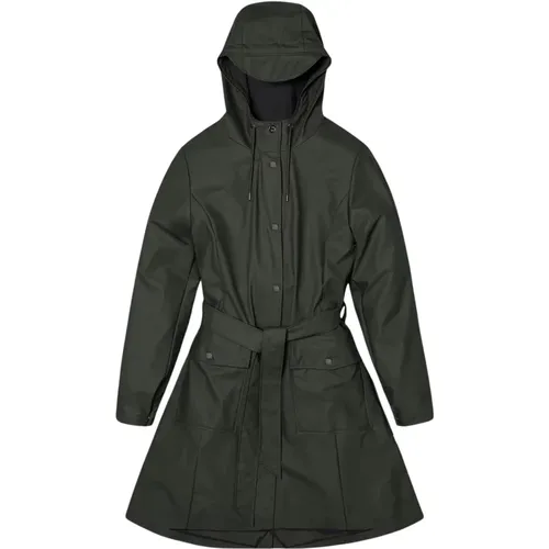 Curve W Trenchcoat Grün , Damen, Größe: XL - Rains - Modalova