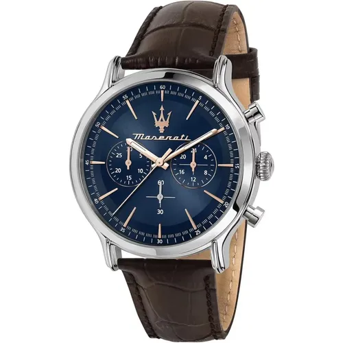 Blue Leather Men's Watch , male, Sizes: ONE SIZE - Maserati - Modalova