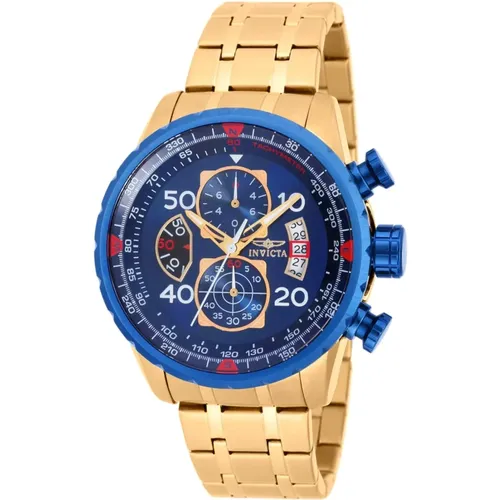 Aviator Men Quartz Watch - Blue Dial , male, Sizes: ONE SIZE - Invicta Watches - Modalova