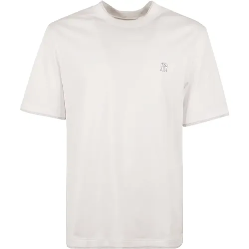 Herren Weißes Baumwoll-Logo T-Shirt , Herren, Größe: 2XL - BRUNELLO CUCINELLI - Modalova