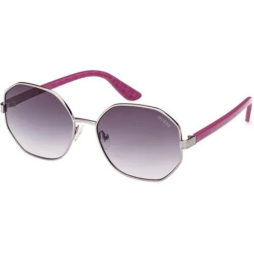 Sonnenbrille mit Verlaufsgläsern im Nickelrahmen,Stylische Sonnenbrille mit blauer Verlaufslinse,Stilvolle Sonnenbrille mit grauen Verlaufsgläsern - Guess - Modalova